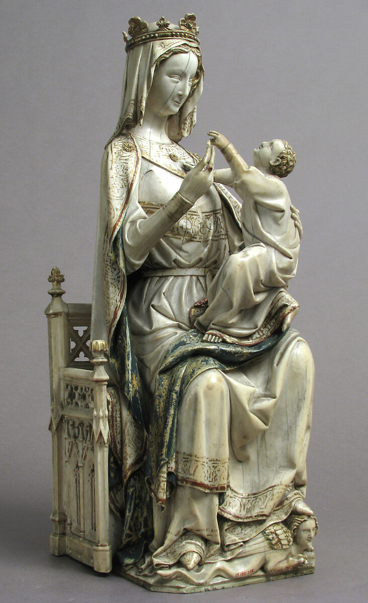 Virgin and Child, Ivory with paint, French 