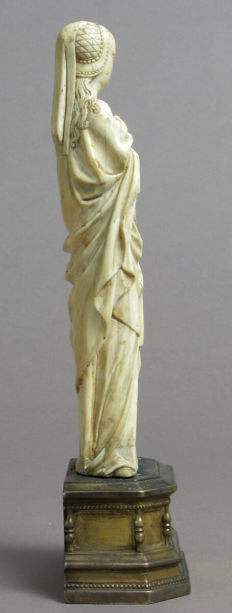 Mary Magdalene, Elephant ivory, modern silver-gilt base, French