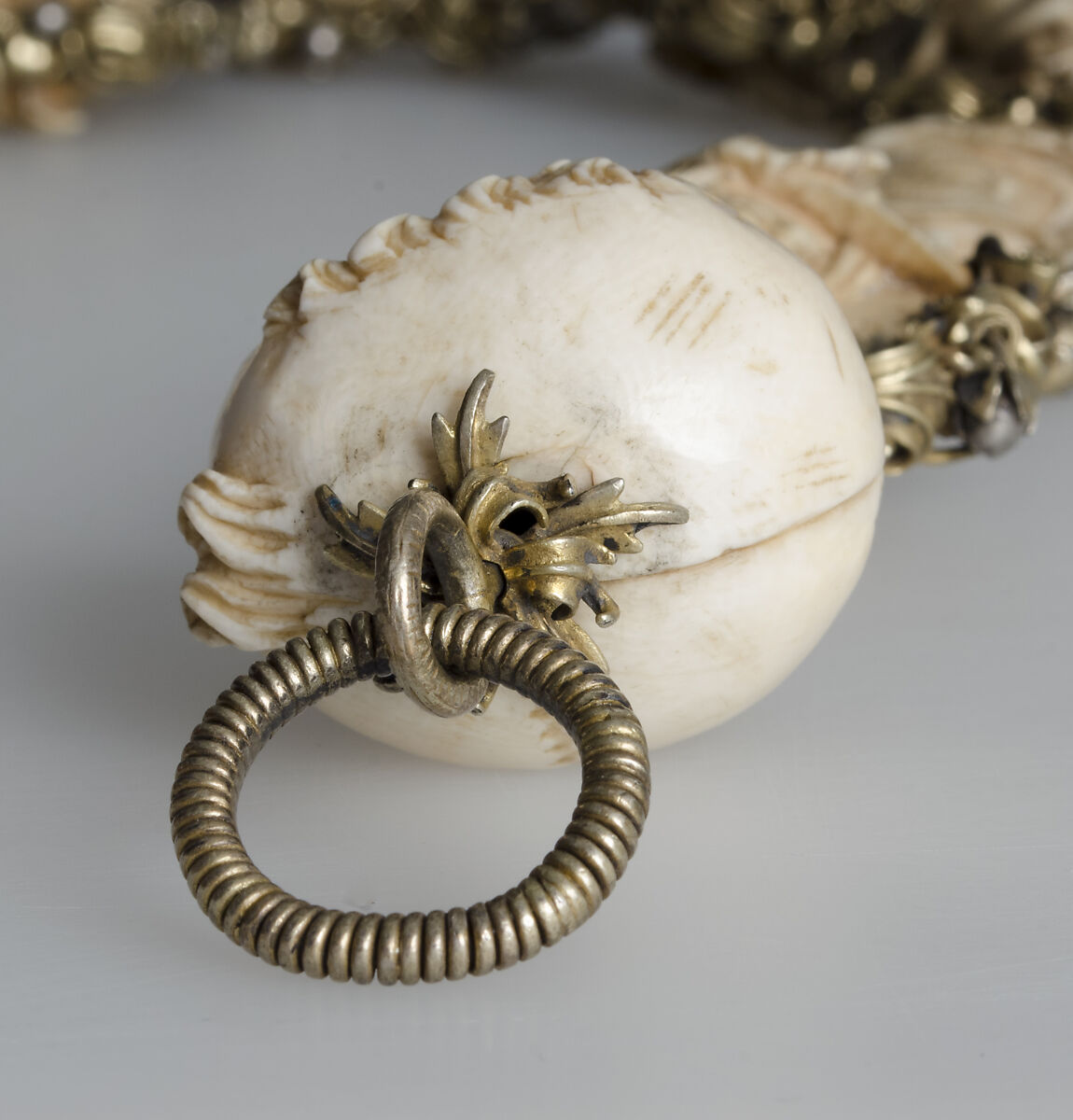 Rosary, Elephant ivory, silver, and partially gilded mounts, German