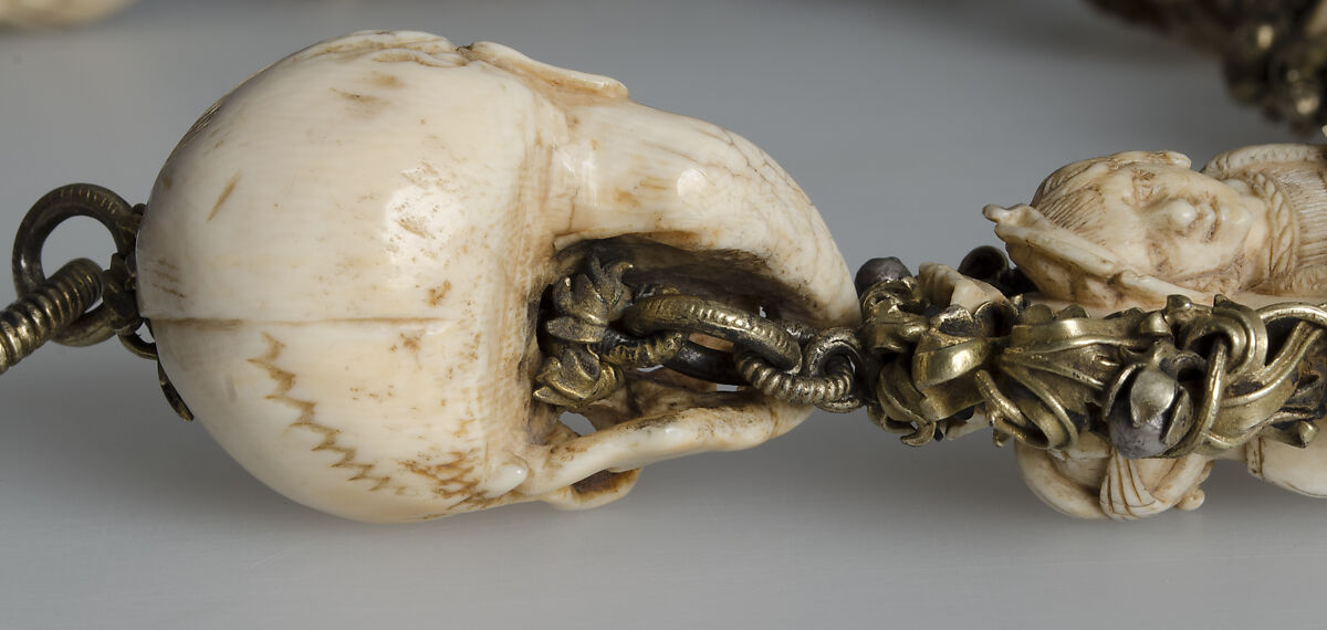 Rosary, Elephant ivory, silver, and partially gilded mounts, German