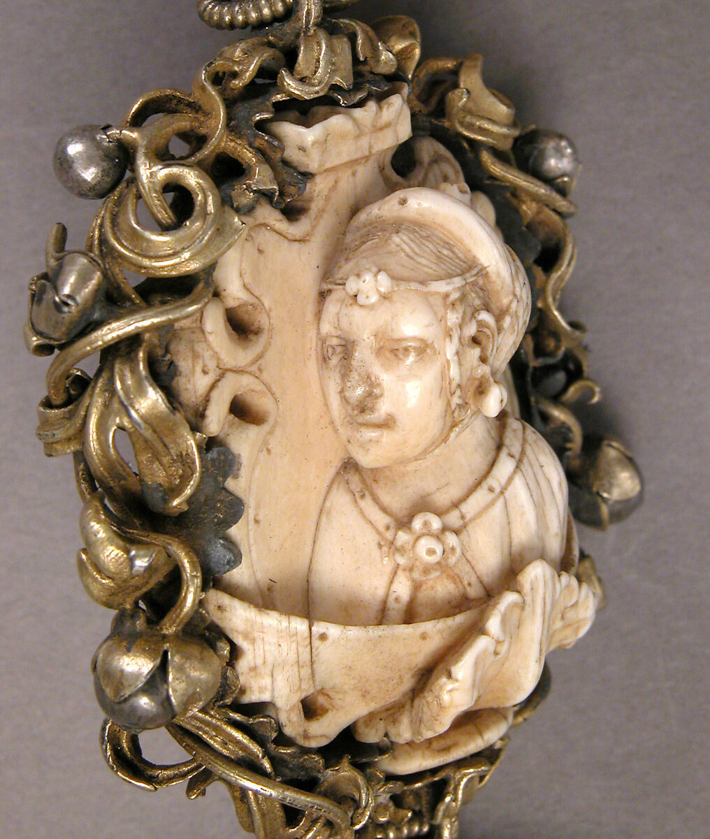 Rosary, Elephant ivory, silver, and partially gilded mounts, German