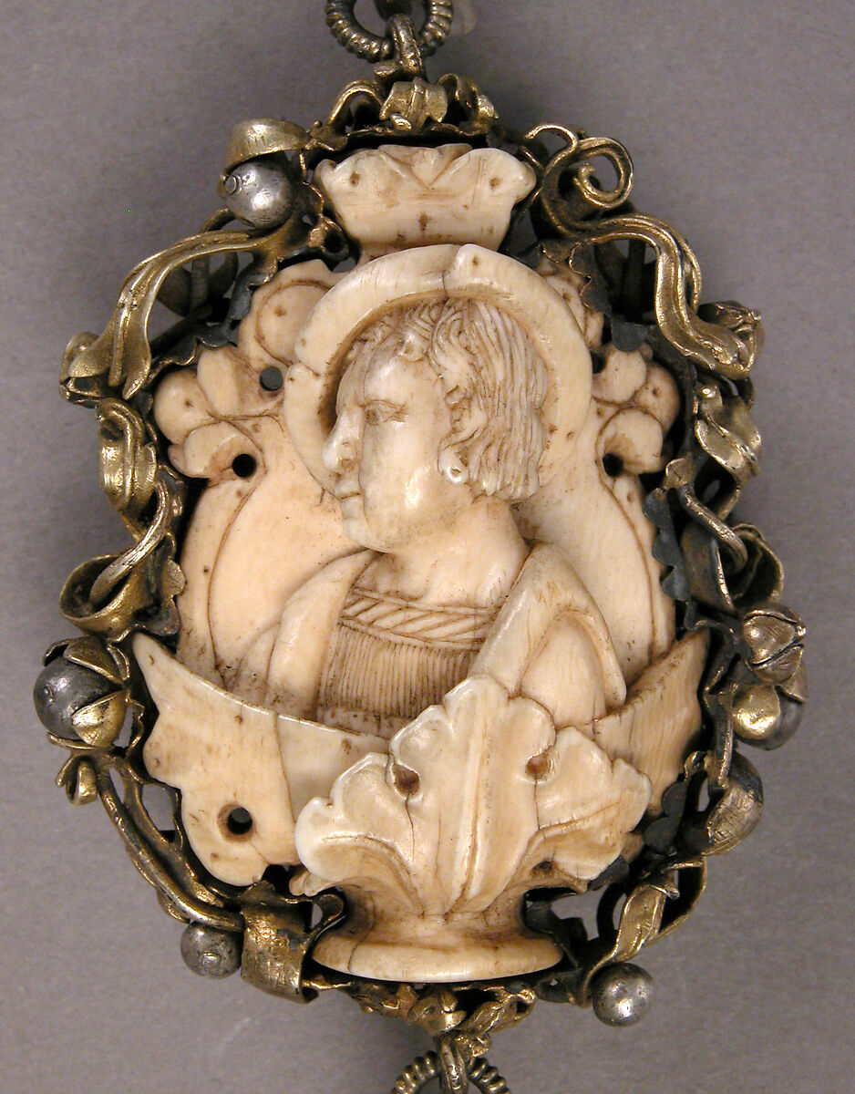 Rosary, Elephant ivory, silver, and partially gilded mounts, German