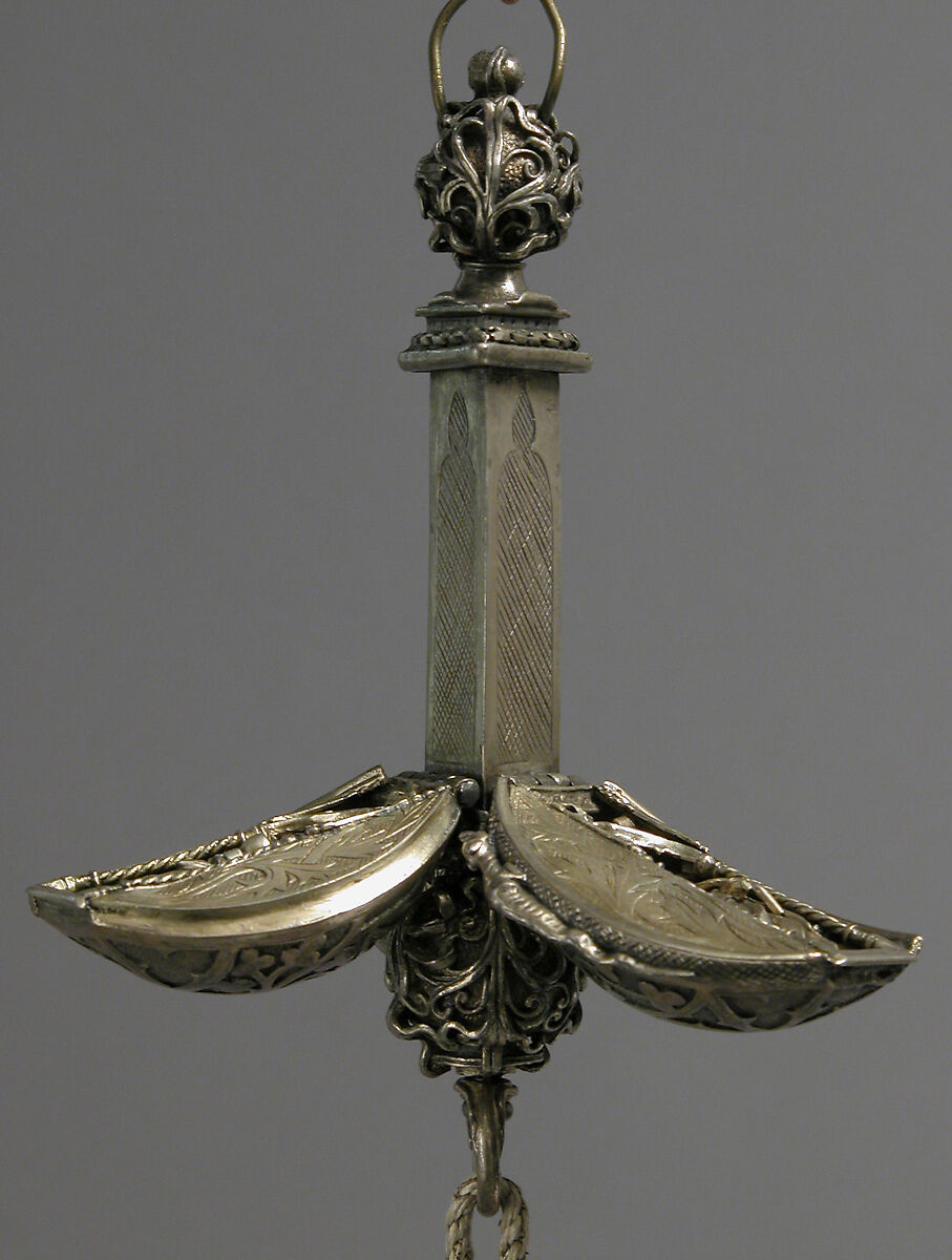 Pomander Bead from a Rosary or Devotional Pendant, Silver gilt, textile and silver thread tassel, French