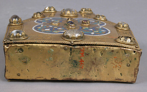 Portable Reliquary, Champlevé enamel, copper-gilt, glass and/or crystal cabochons, European