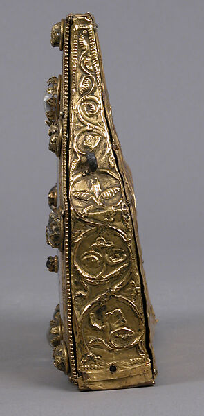 Portable Reliquary, Champlevé enamel, copper-gilt, glass and/or crystal cabochons, European