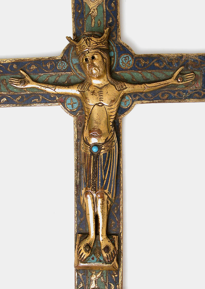 Crucifix, Champlevé enamel, copper-gilt, French