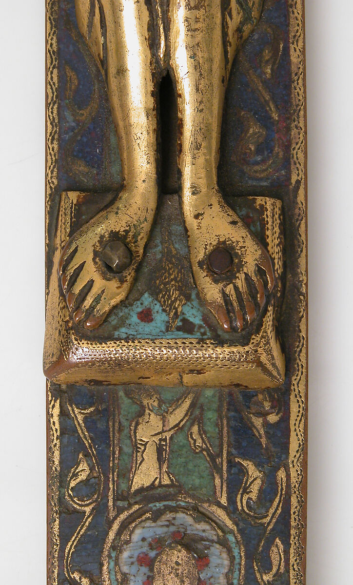 Crucifix, Champlevé enamel, copper-gilt, French