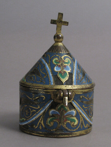 Pyx, Champlevé enamel and gilded copper, French