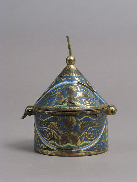 Pyx, Champlevé enamel and gilded copper, French