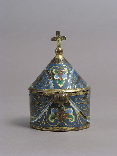 Pyx, Champlevé enamel and gilded copper, French