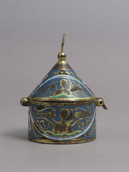 Pyx, Champlevé enamel and gilded copper, French