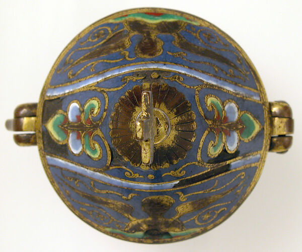 Pyx, Champlevé enamel and gilded copper, French