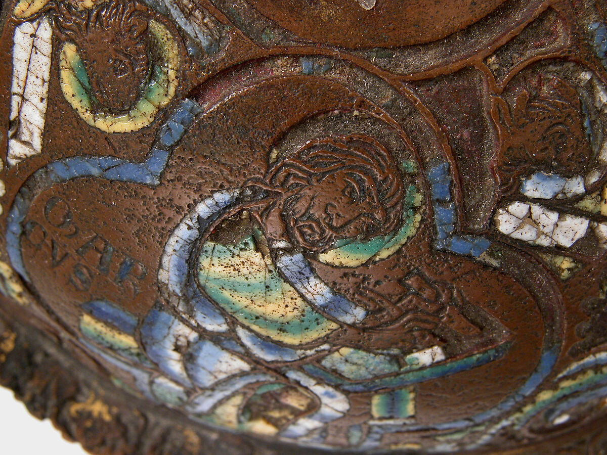 Base of an Altar Cross with the Four Evangelists and Their Symbols, Champlevé enamel, copper-gilt, South Netherlandish