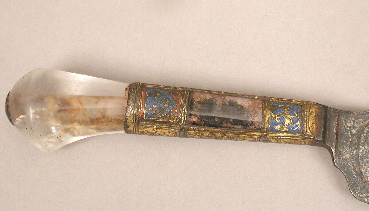 Knife, Steel blade, crystal handle, copper-gilt mountings, French or Spanish