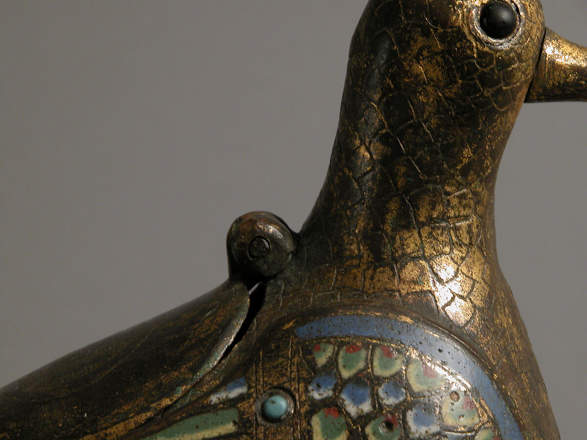 Eucharistic Dove, Gilded copper with champlevé enamel, French