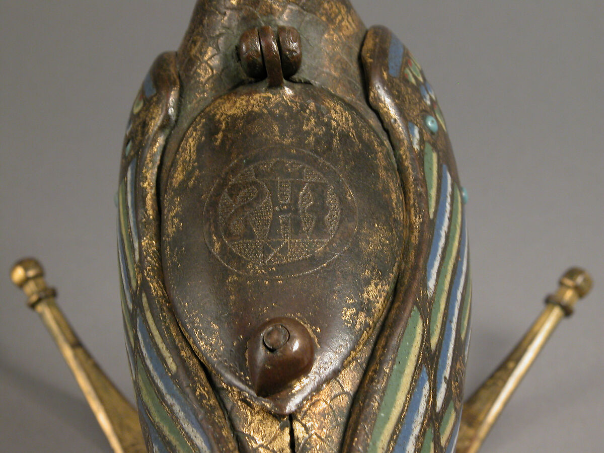 Eucharistic Dove, Gilded copper with champlevé enamel, French
