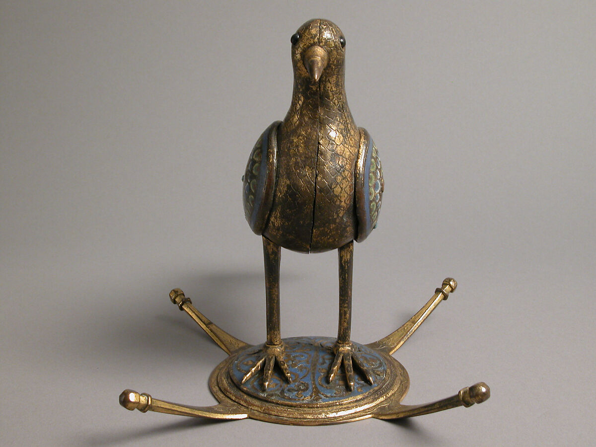 Eucharistic Dove, Gilded copper with champlevé enamel, French
