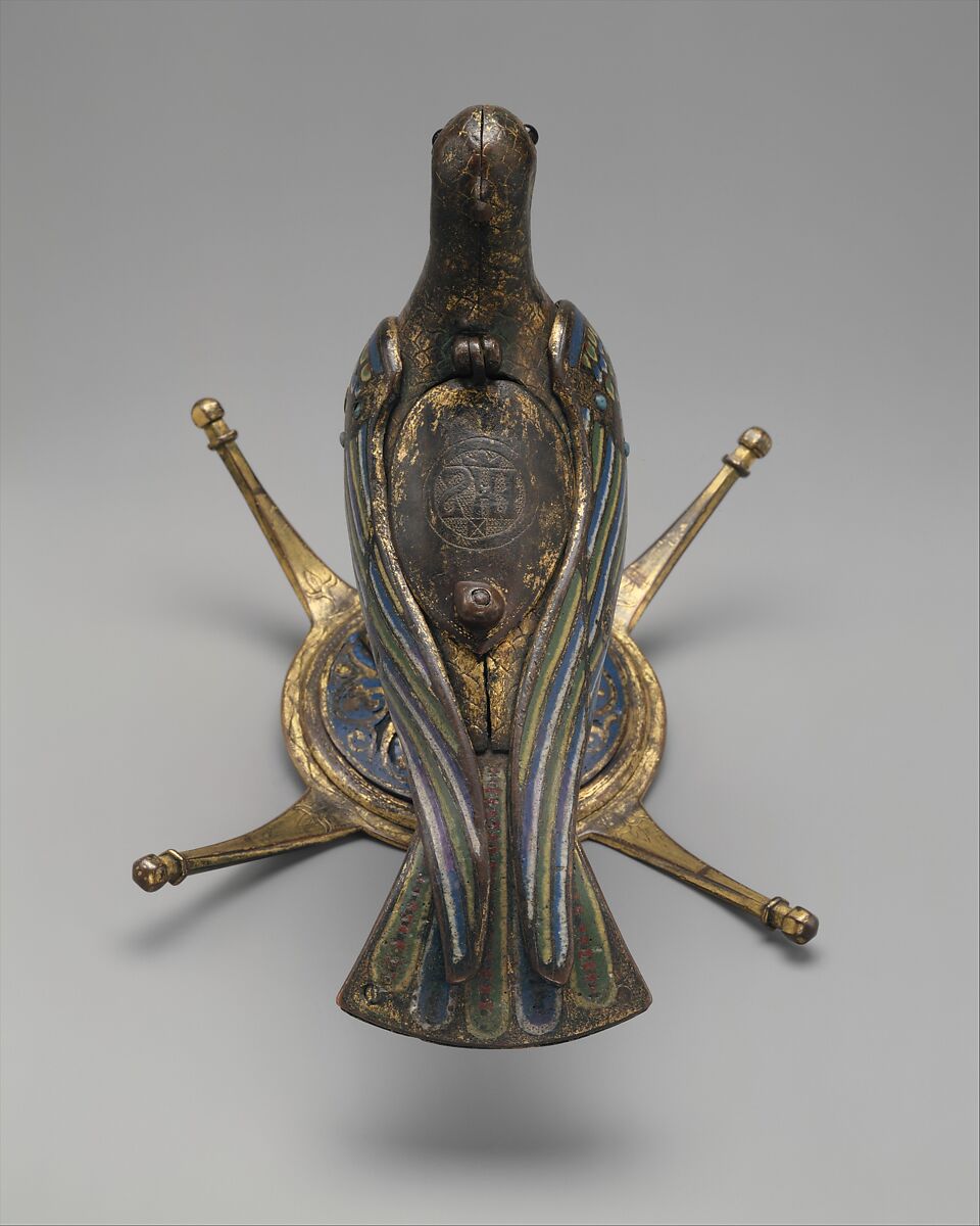 Eucharistic Dove, Gilded copper with champlevé enamel, French