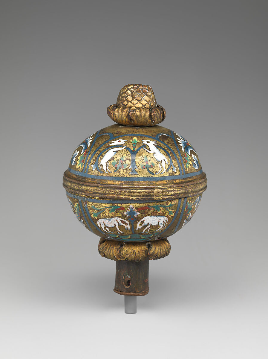 Spherical knop, Champlevé enamel, copper-gilt, German 