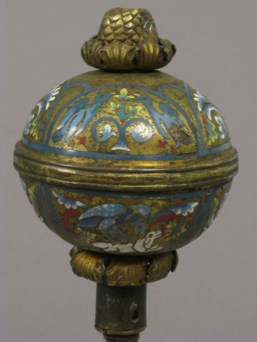 Spherical knop, Champlevé enamel and gilded copper, German