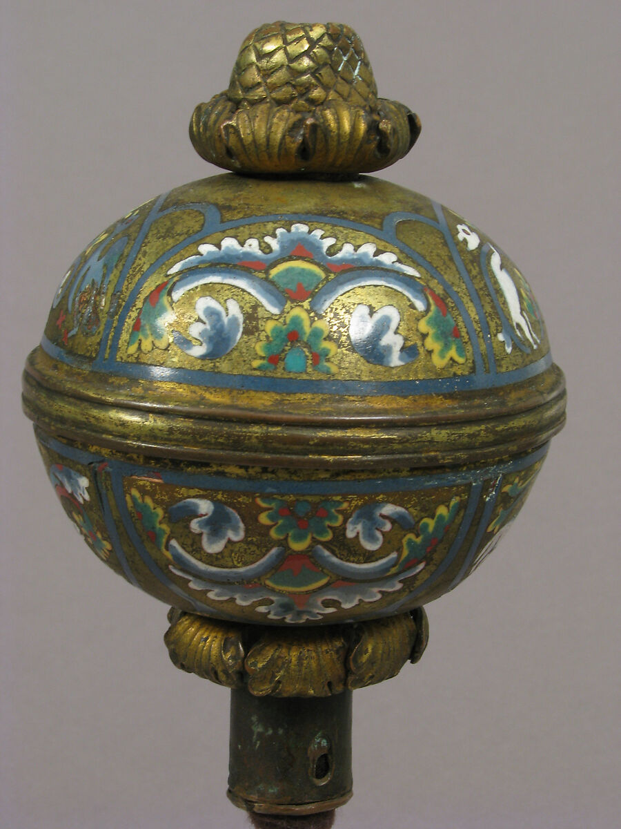 Spherical knop, Champlevé enamel and gilded copper, German