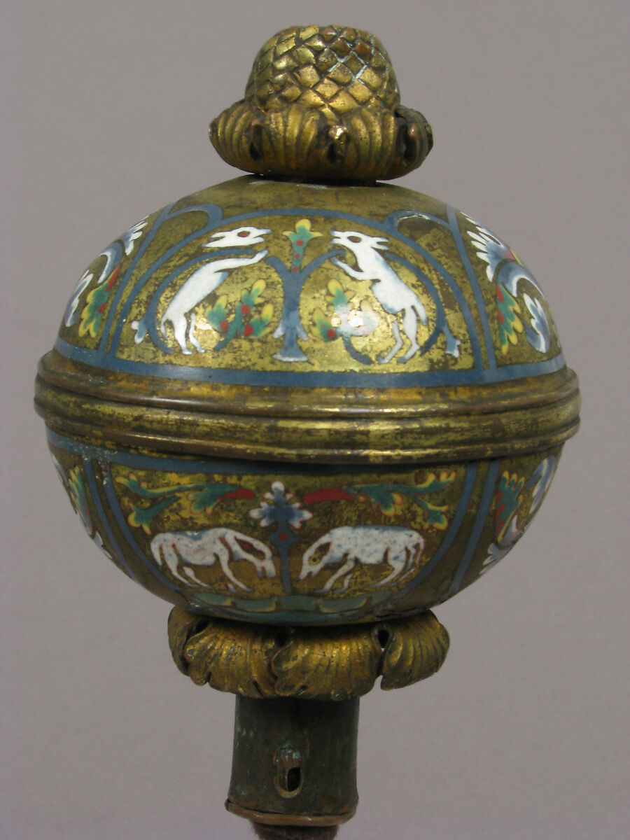 Spherical knop, Champlevé enamel and gilded copper, German