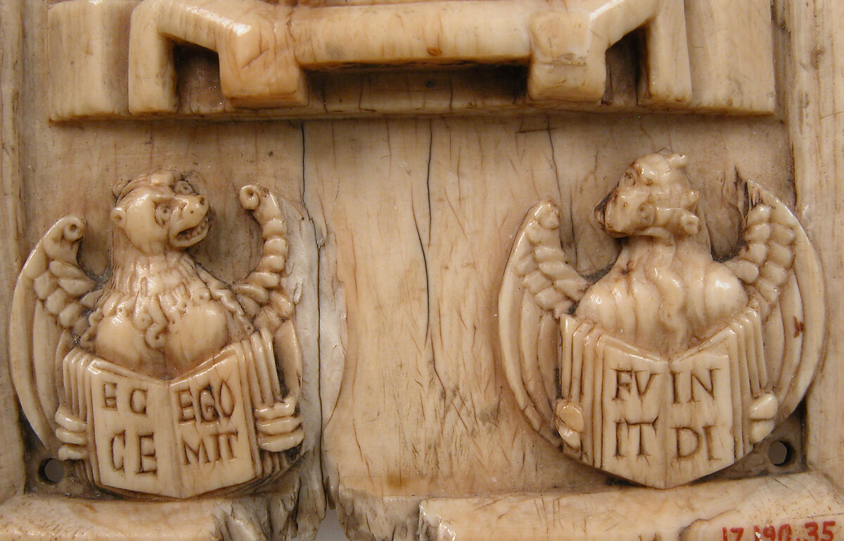 Book Cover Plaque with Christ in Majesty and the Symbols of the Four Evangelists, Elephant ivory, German