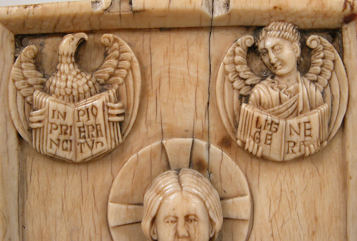 Book Cover Plaque with Christ in Majesty and the Symbols of the Four Evangelists, Elephant ivory, German