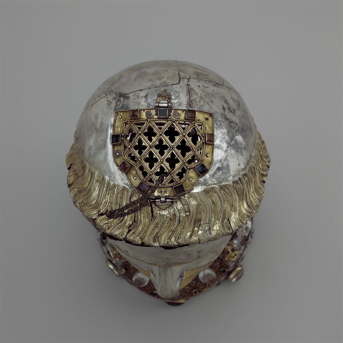 Reliquary Bust of Saint Yrieix, Silver and gilded silver with rock crystal, gems, and glass, French