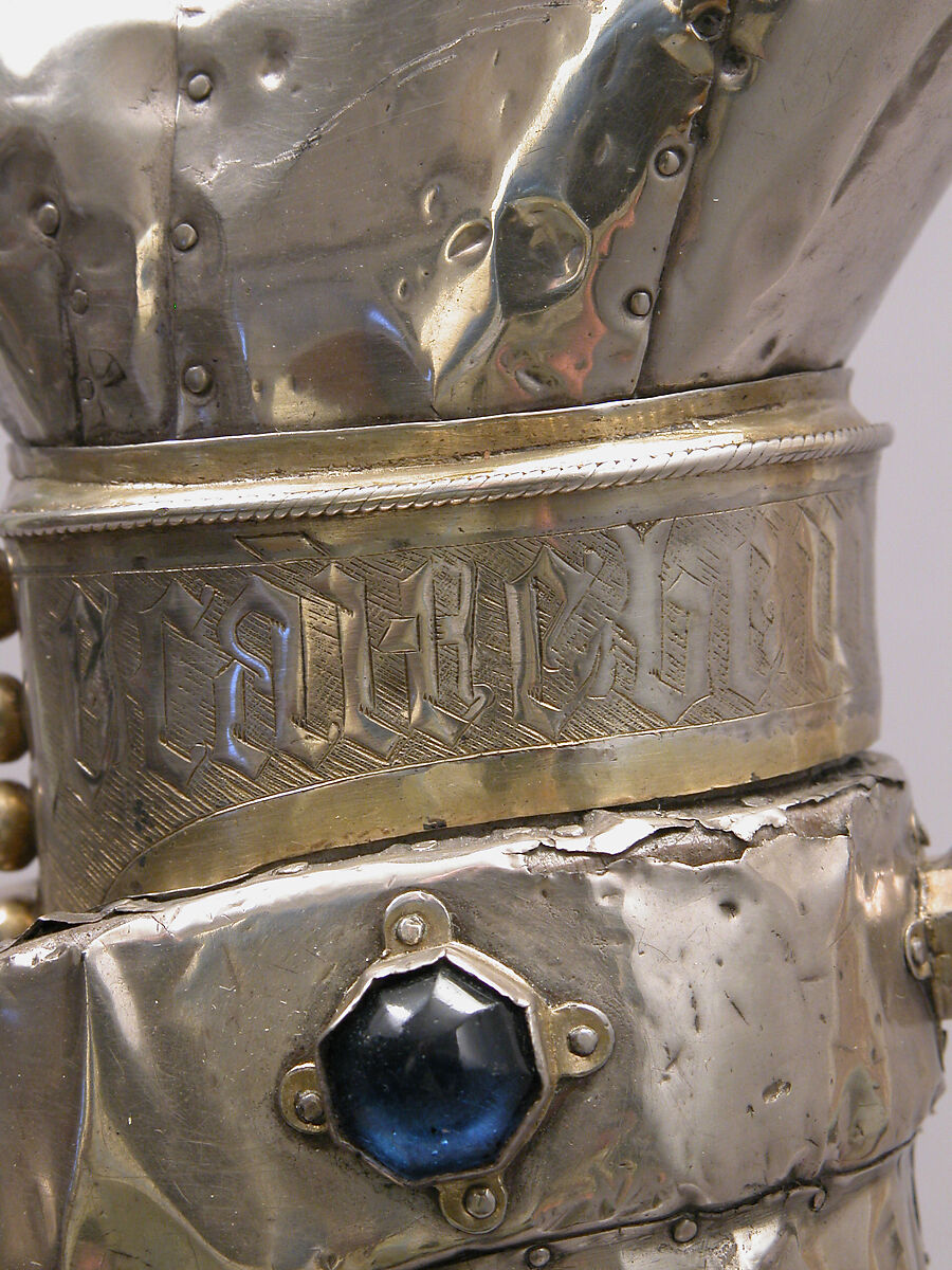 Arm Reliquary, Silver, silver-gilt, glass and rock crystal cabochons over wood core, French