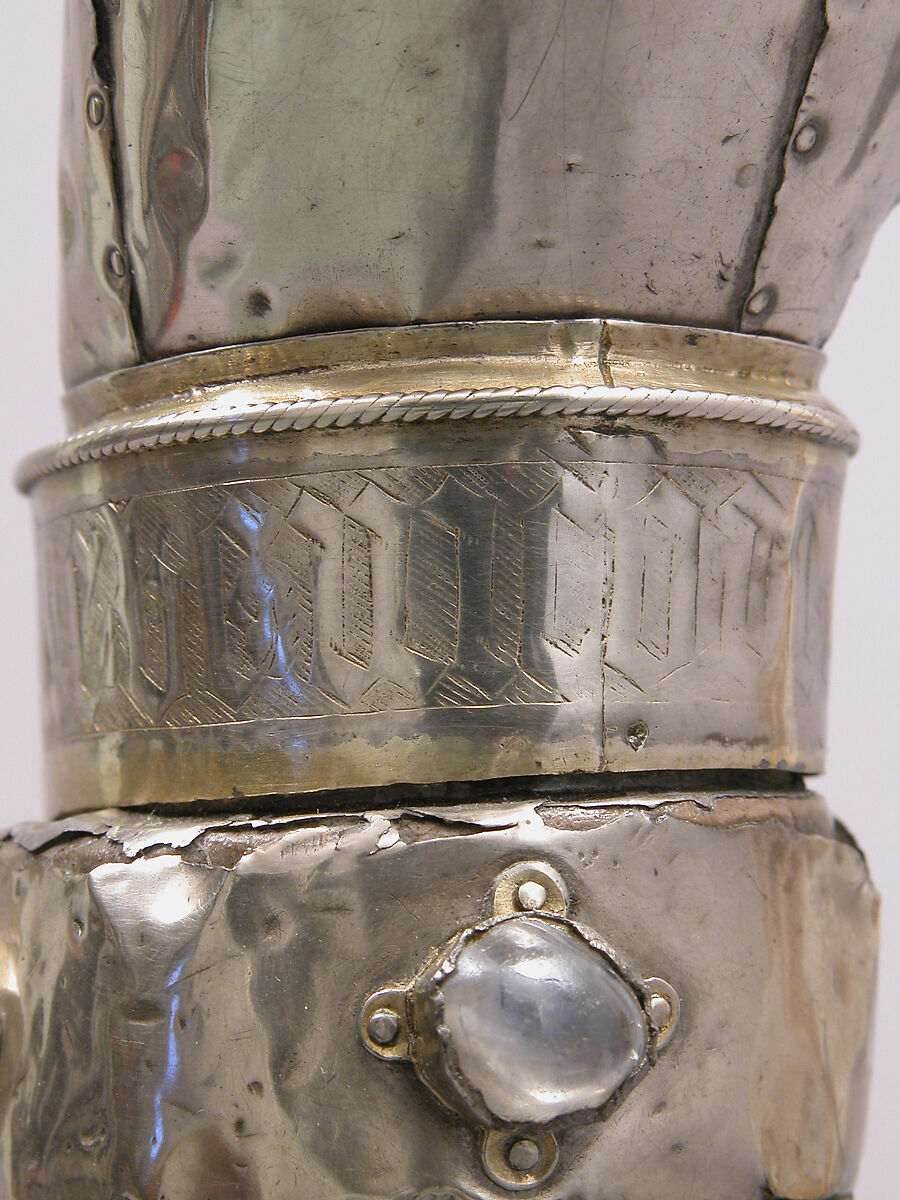 Arm Reliquary, Silver, silver-gilt, glass and rock crystal cabochons over wood core, French