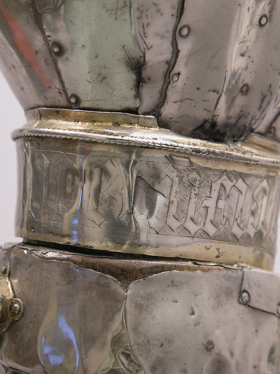 Arm Reliquary, Silver, silver-gilt, glass and rock crystal cabochons over wood core, French