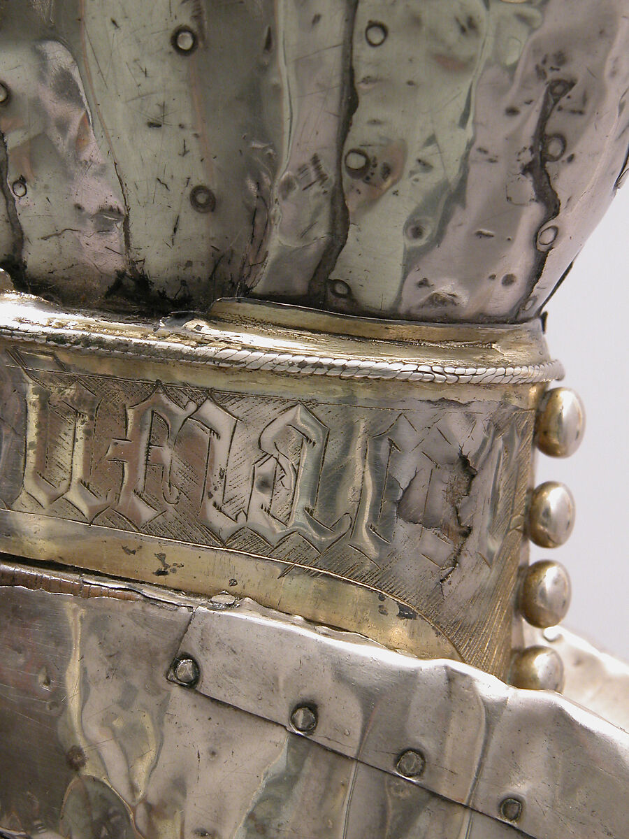 Arm Reliquary, Silver, silver-gilt, glass and rock crystal cabochons over wood core, French