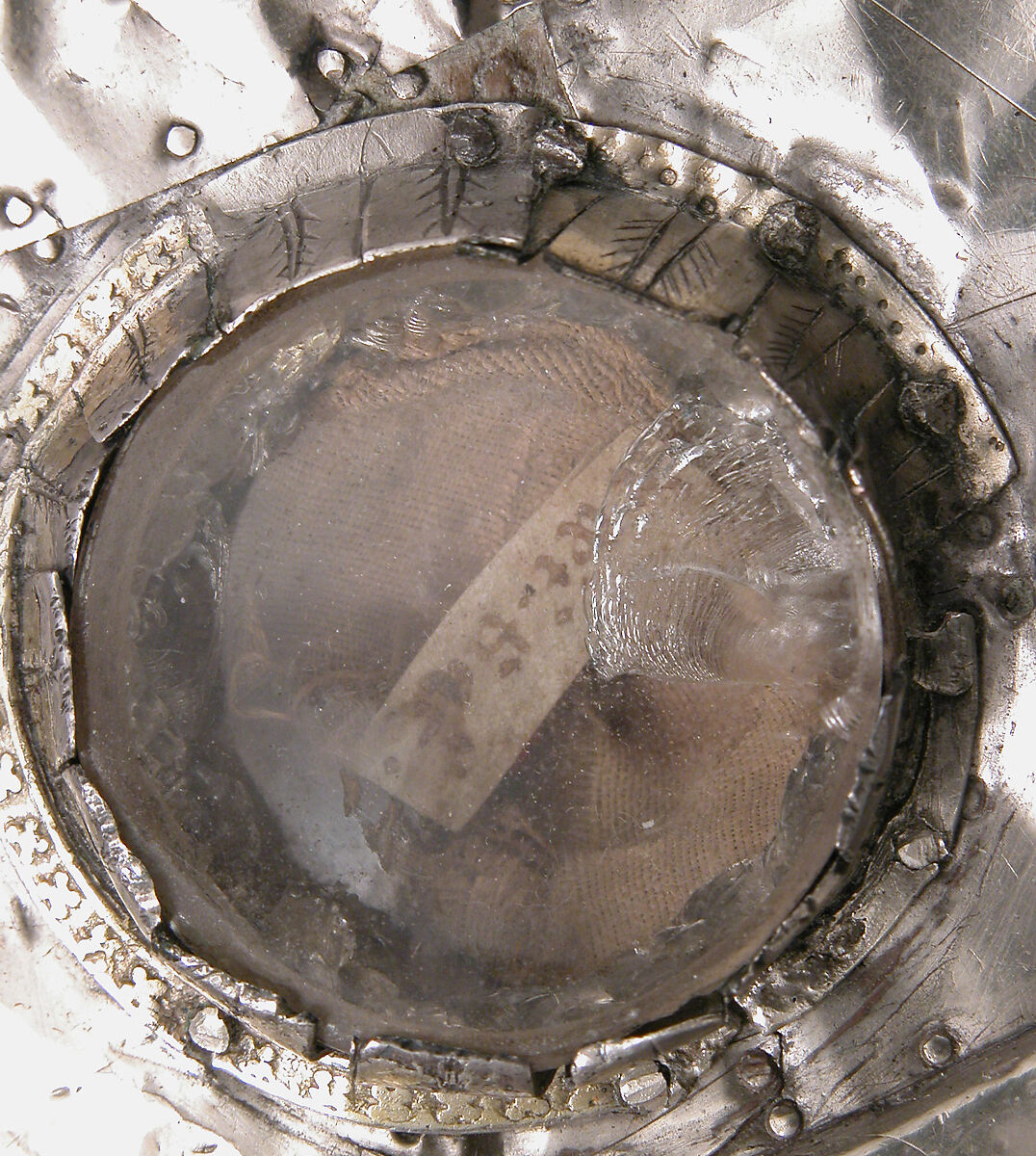 Arm Reliquary, Silver, silver-gilt, glass and rock crystal cabochons over wood core, French