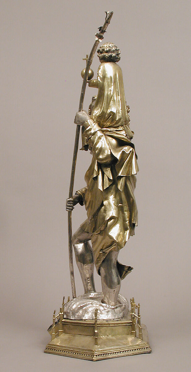 Reliquary Statuette of Saint Christopher, Silver, silver-gilt, French