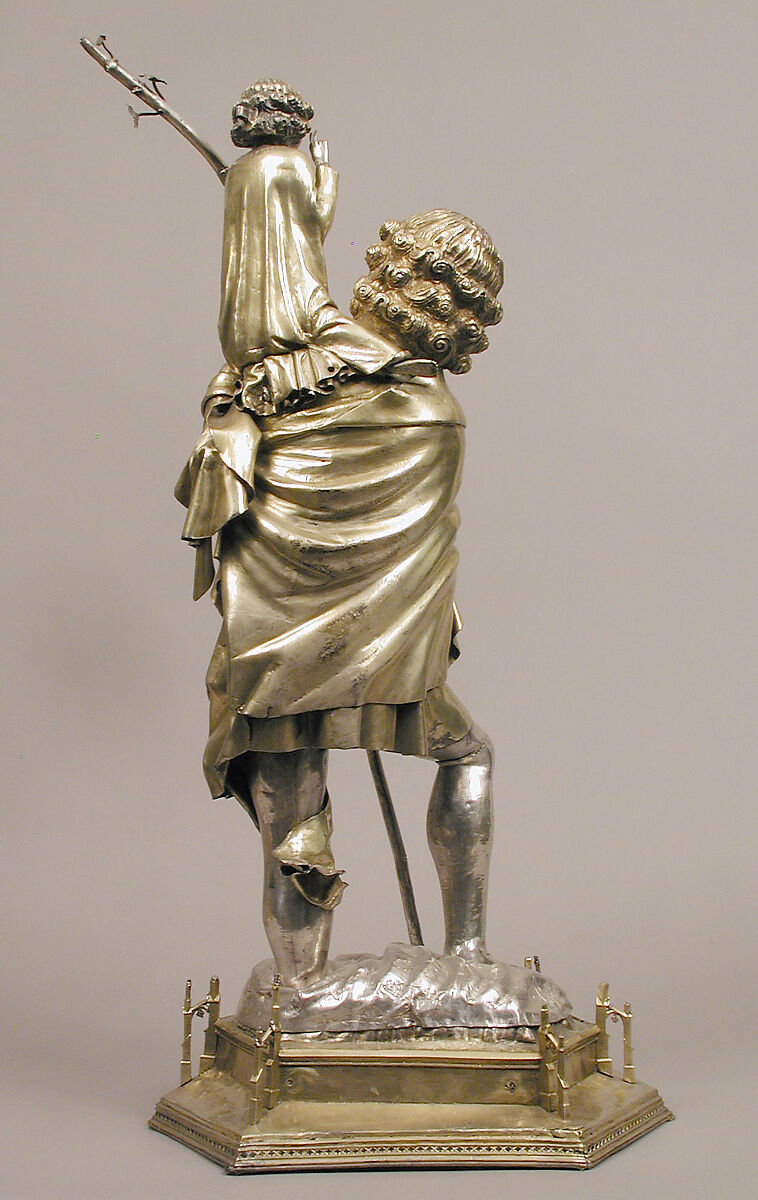 Reliquary Statuette of Saint Christopher, Silver, silver-gilt, French