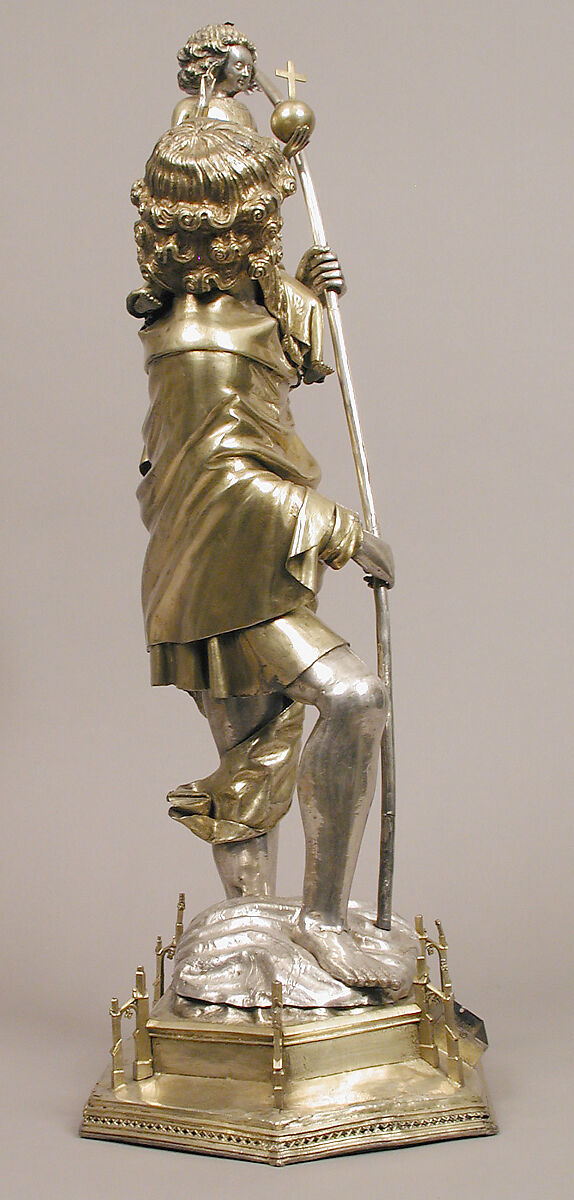 Reliquary Statuette of Saint Christopher, Silver, silver-gilt, French