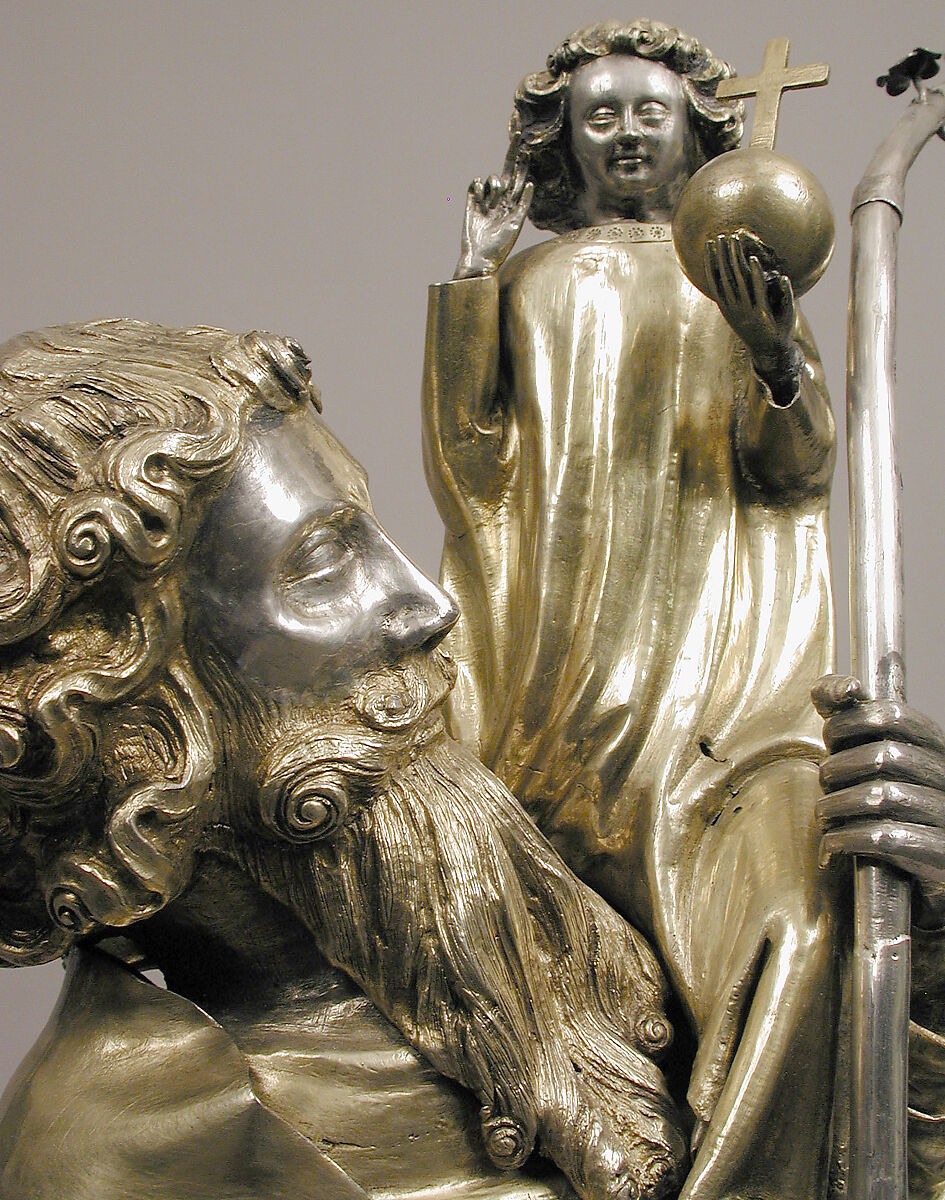 Reliquary Statuette of Saint Christopher, Silver, silver-gilt, French