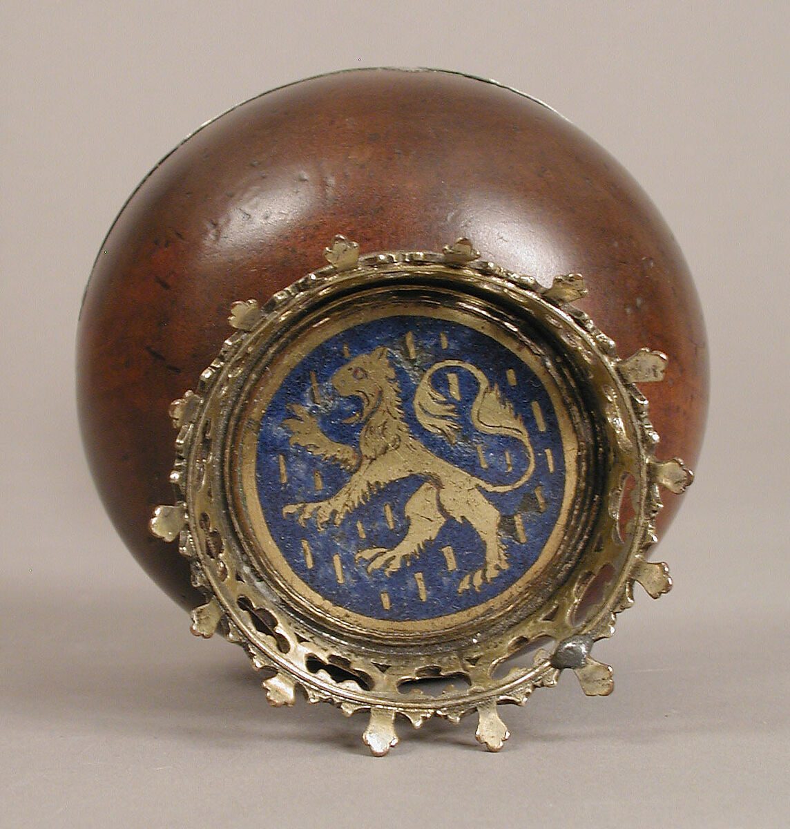 Covered Cup, Maple wood, champleve enamel, and gilded copper, German