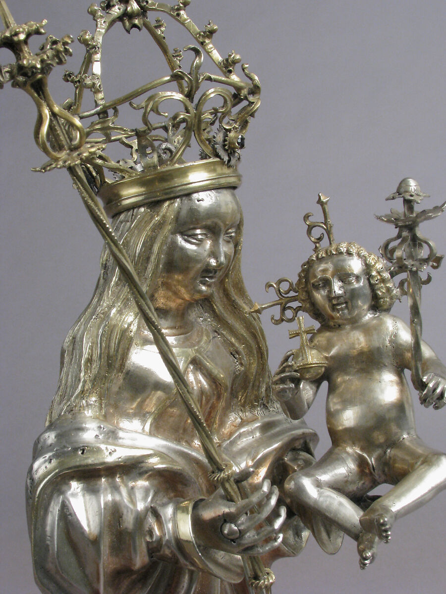 Standing Virgin and Child, Silver, silver-gilt, German