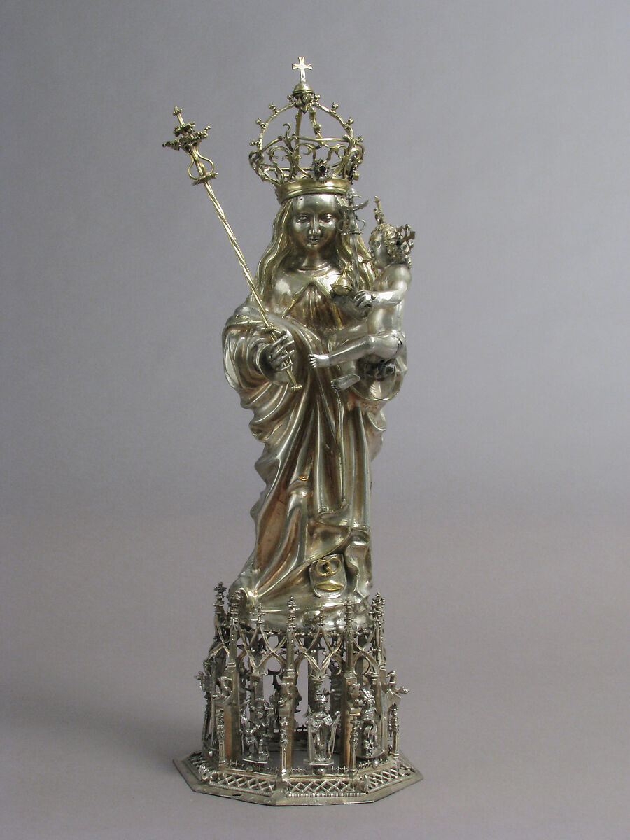 Standing Virgin and Child, Silver, silver-gilt, German 