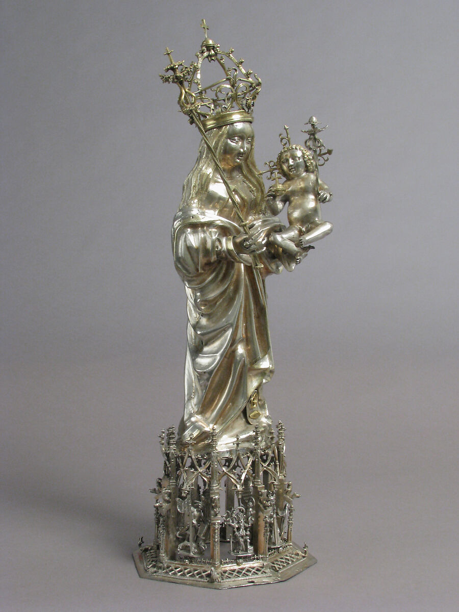 Standing Virgin and Child, Silver, silver-gilt, German