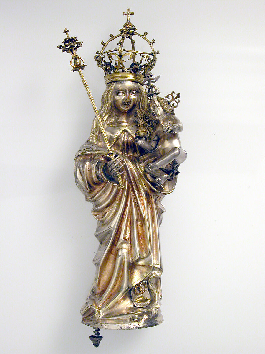 Standing Virgin and Child, Silver, silver-gilt, German