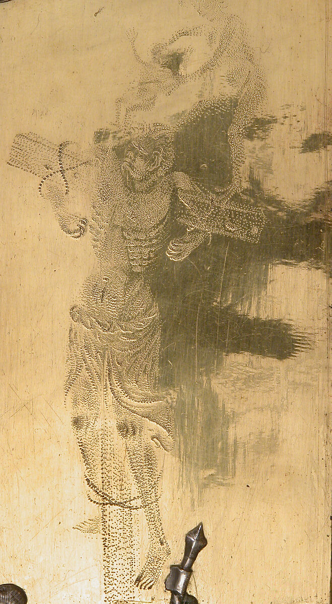 Triptych with the Way to Calvary, the Crucifixion, and the Disrobing of Jesus, Gilded copper, silver and paint, Netherlandish or French