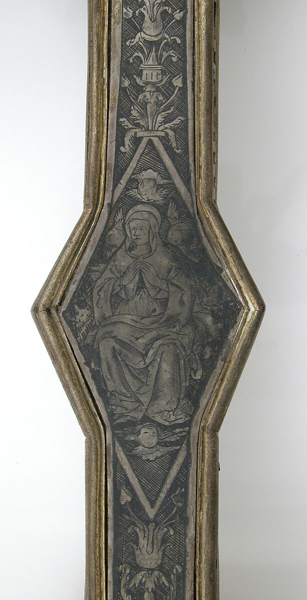 Reliquary Cross, Silver, gilded silver, niello, and  glass, Italian
