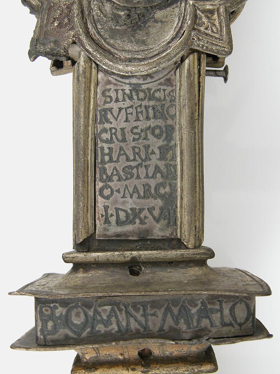 Reliquary Cross, Silver, gilded silver, niello, and  glass, Italian