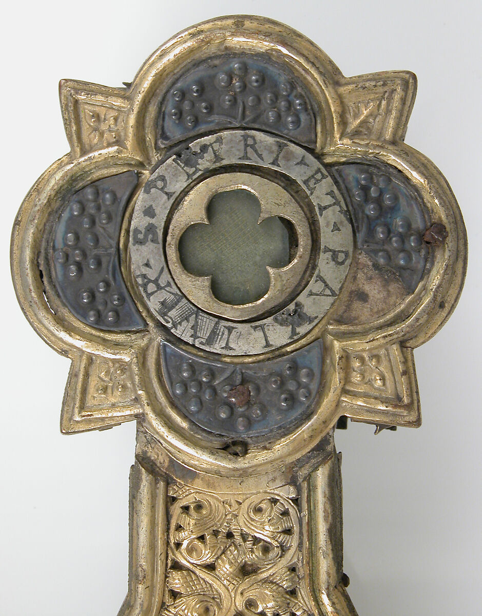 Reliquary Cross, Silver, gilded silver, niello, and  glass, Italian