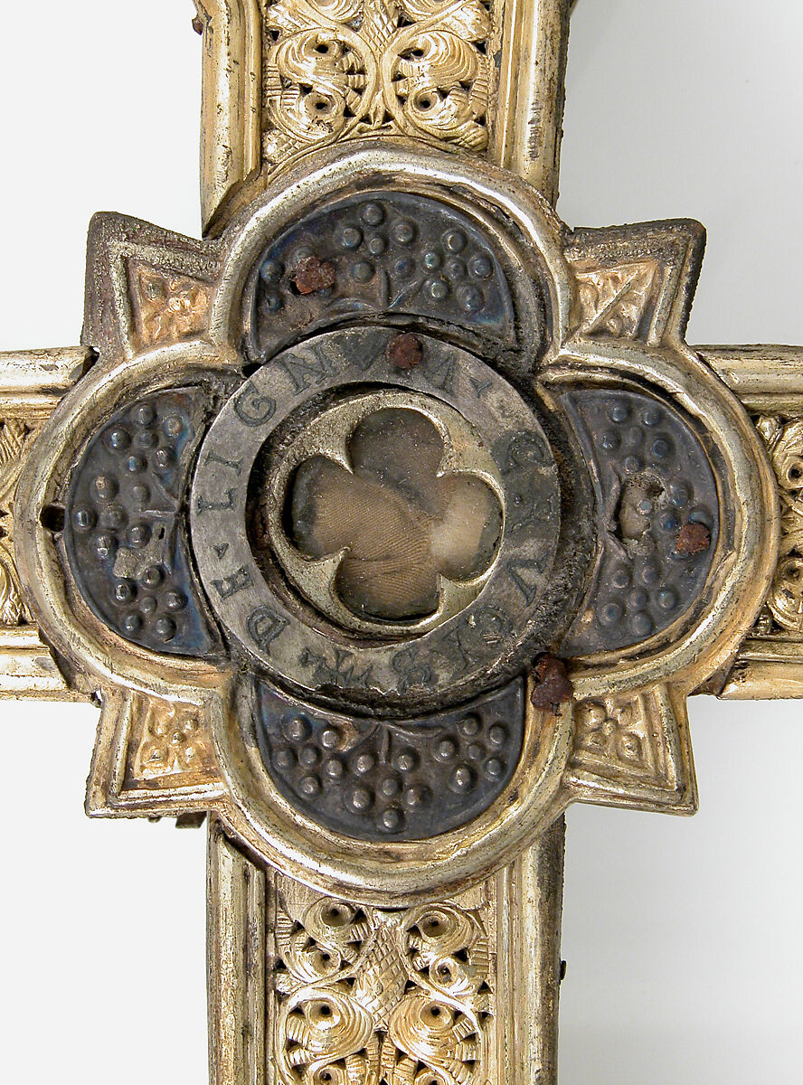 Reliquary Cross, Silver, gilded silver, niello, and  glass, Italian