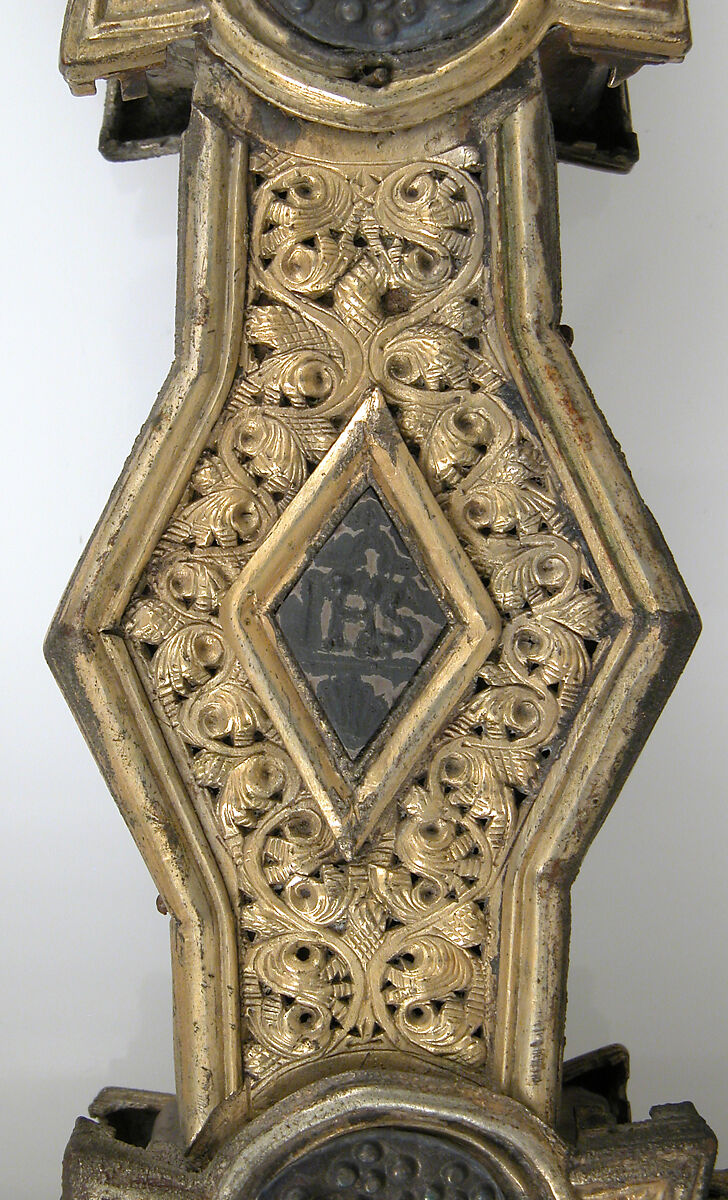 Reliquary Cross, Silver, gilded silver, niello, and  glass, Italian