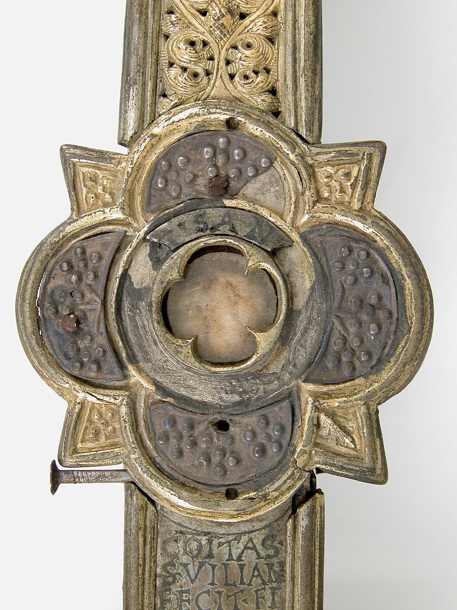 Reliquary Cross, Silver, gilded silver, niello, and  glass, Italian